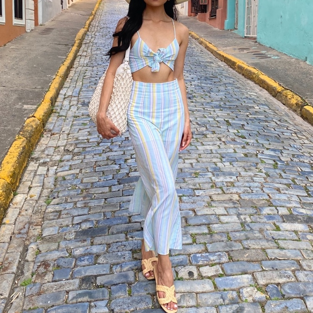 Pitaya Pastel Striped Cropped Jumpsuit